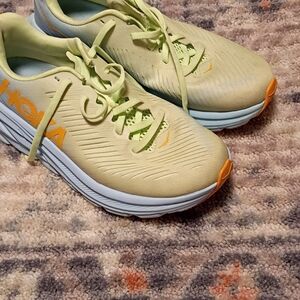 Hoka One One Lime and Cream Running Shoes